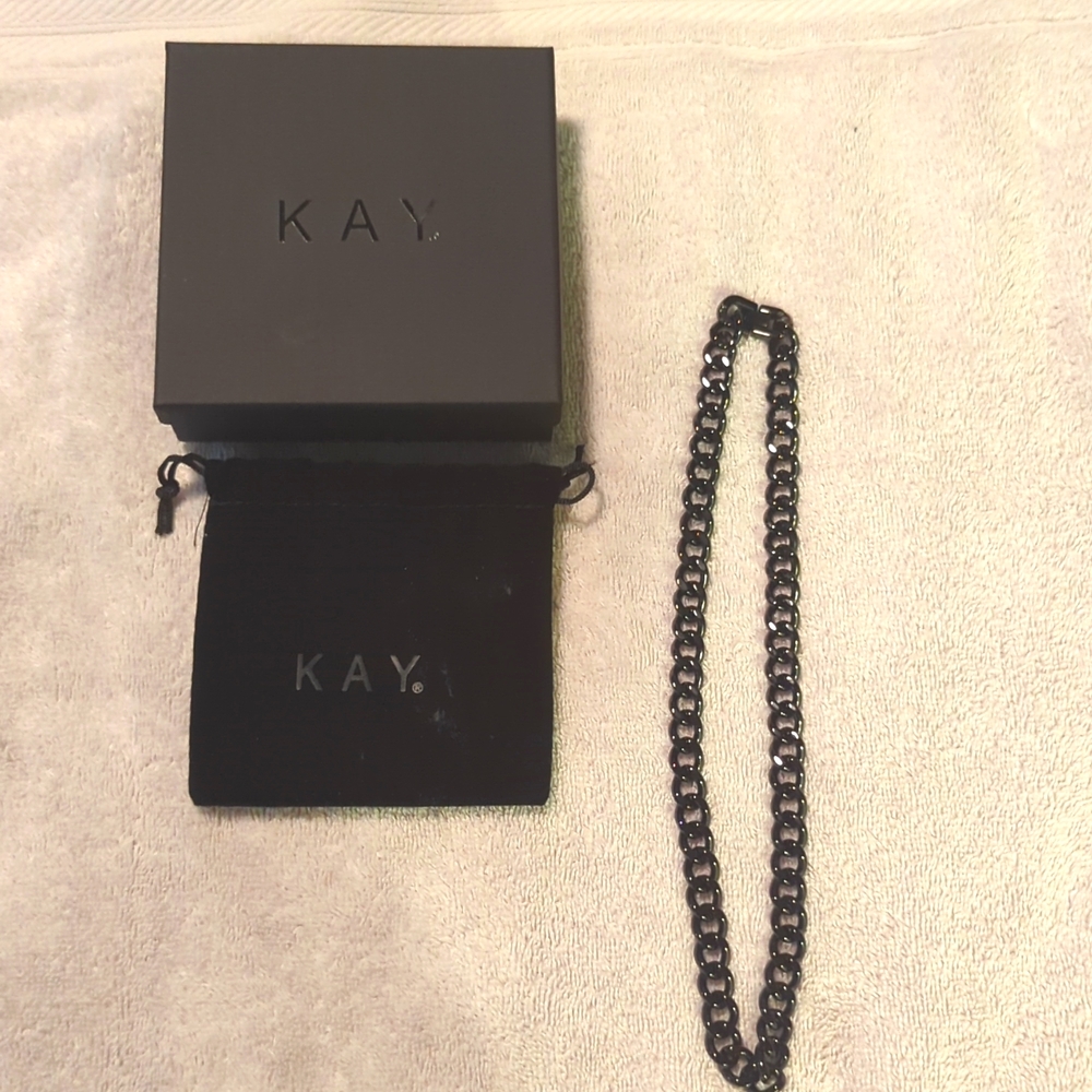 Men's curb chain black ion-plated stainless steel 20-in necklace